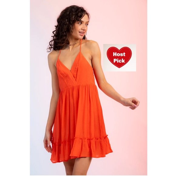 Summer Dresses For Women by VeryJ -Spaghetti Strap Open Back Mini Dress - Orange - Picture 1 of 6